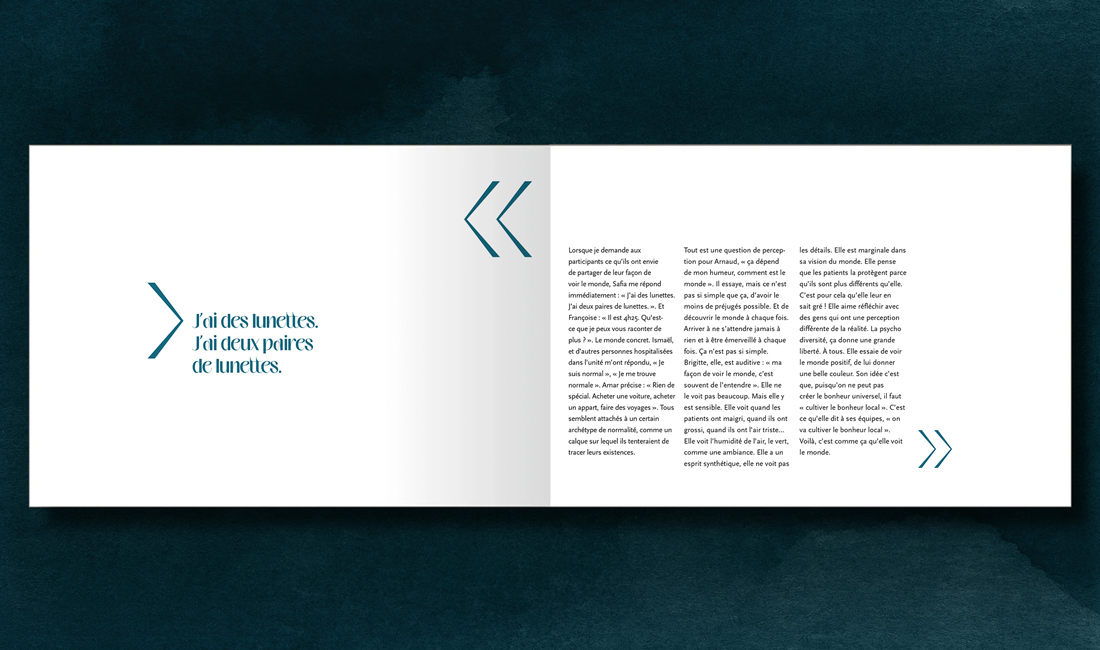 Regard(e) - Mise en page du livre de photos de patients atteints de troubles psychiques