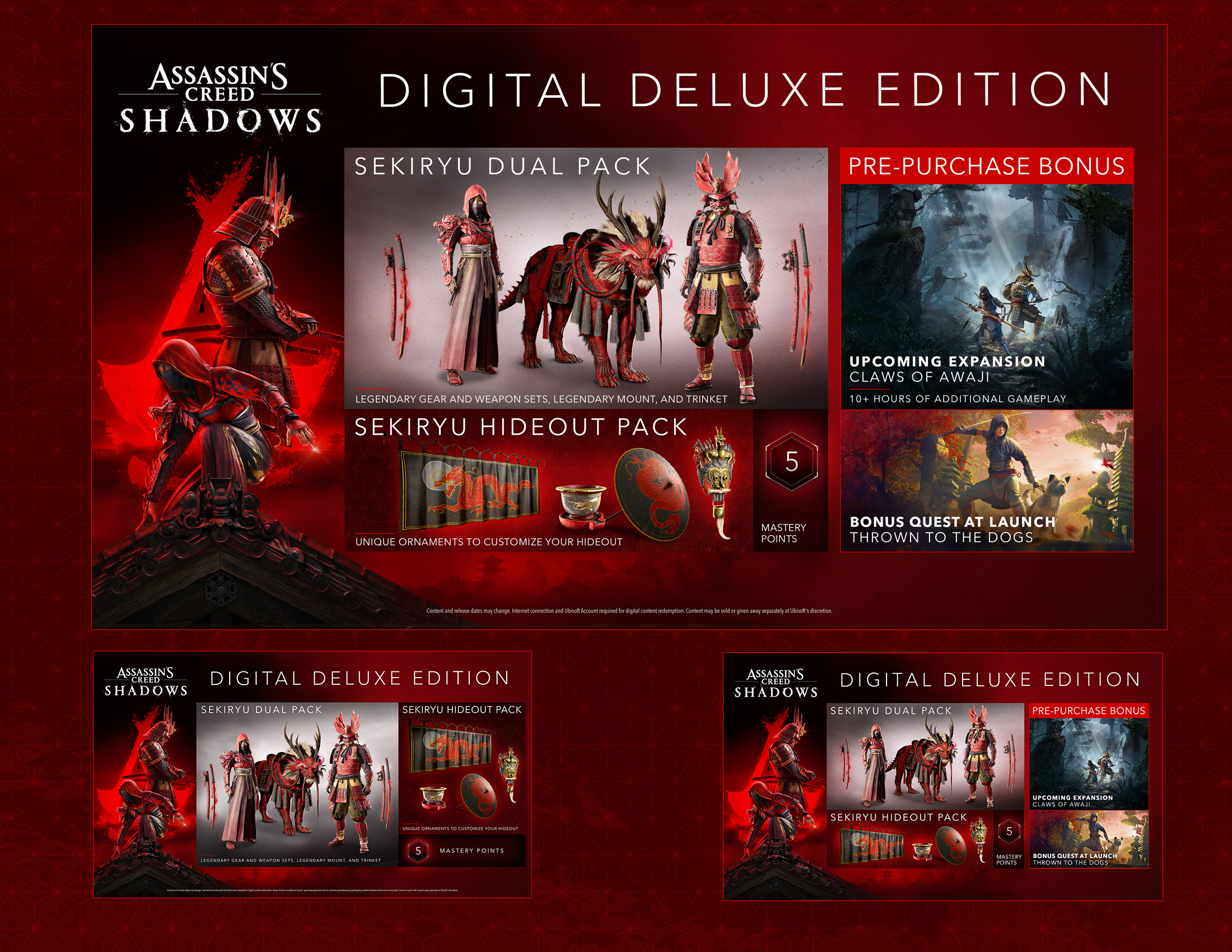 Mockups de l'offre Digital deluxe pour le jeu Assassin's Creed Shadows
